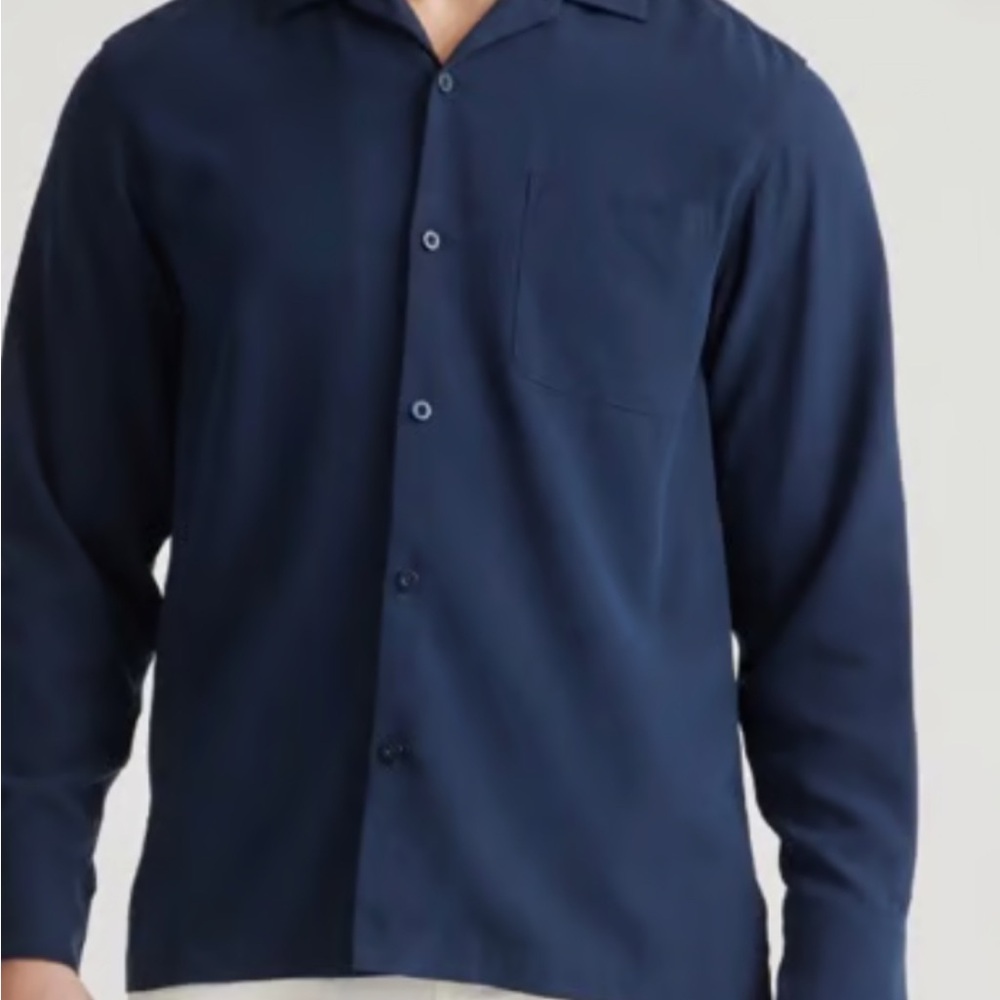 Quince Silk NWT Twill Navy Button-Up Men's Shirt